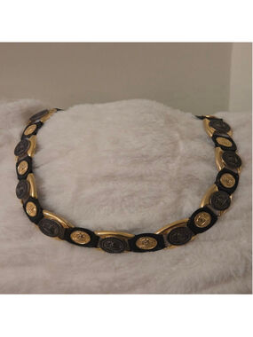 Gianni Versace Vintage gold plated Medusa Coin Leather Belt